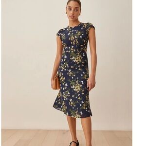 Reformation Navy Floral Dress
